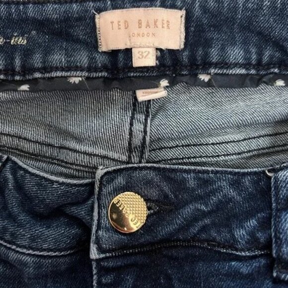 Ted Baker blue Pralina embroidered cropped slim-fit Jeans size 32 - Picture 8 of 12
